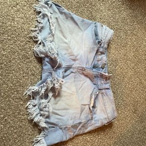 light blue jean shorts
